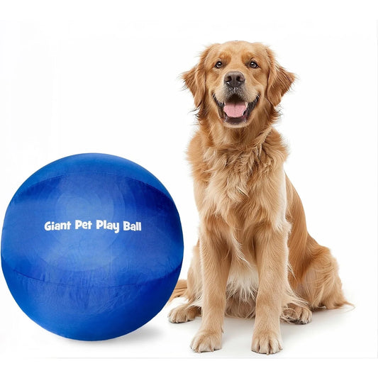 Iron Paws Giant Pet Play Ball Herding Ball for Dogs, 24" Includes Durable Cover and Inflation Pump, Herding Ball, Large, Blue