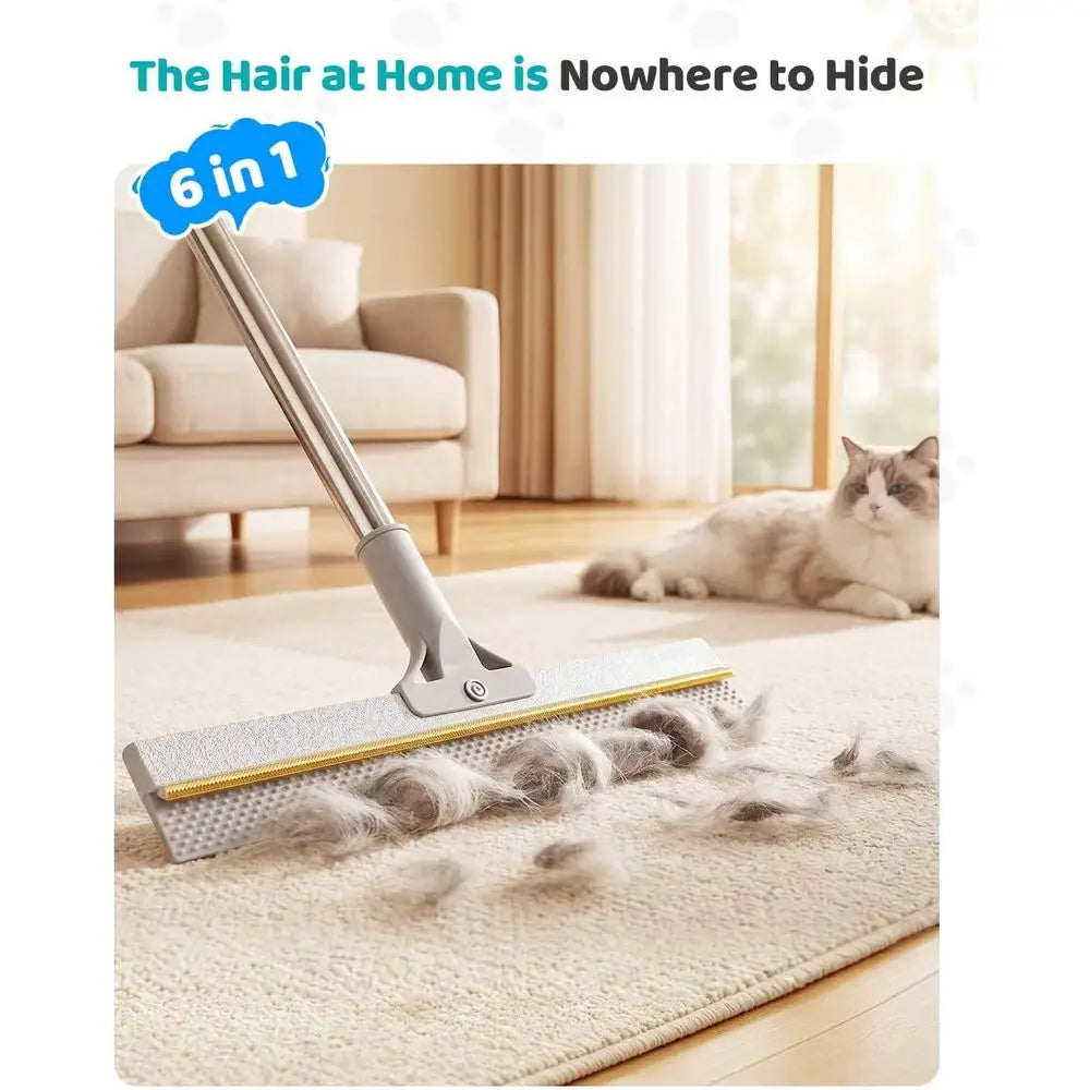 54 Inch Adjustable Pet Hair Removal Carpet Rake and Scraper Set for Deep Cleaning Rugs, Couches, and Stairs