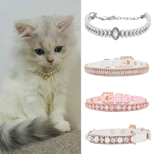 XLeiPetCN Luxury Pearl Necklace Collar For Cats And Small Dogs