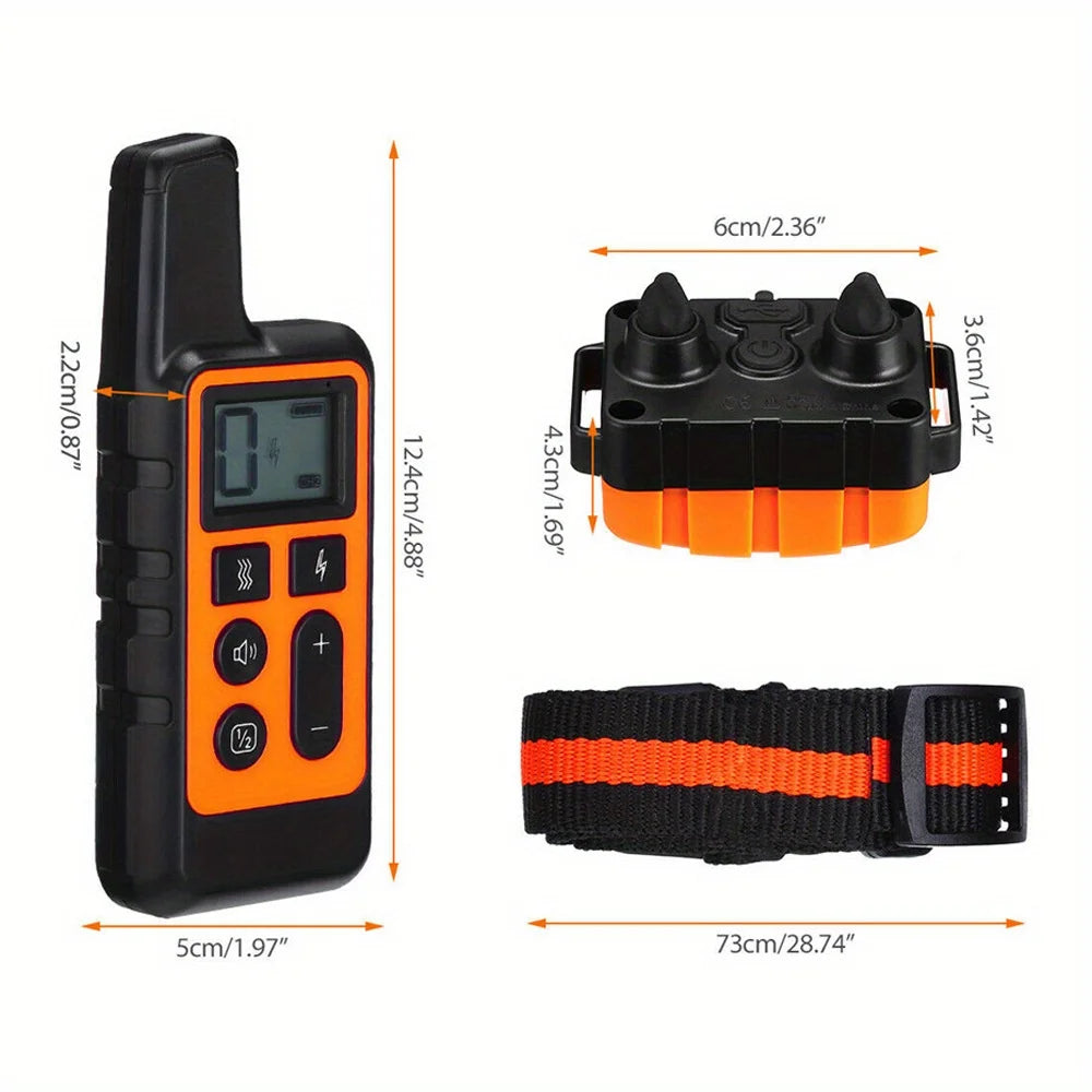 2600 FT Remote Dog Training Collar with Shock Function And Bark Control - Curb Barking And Enhance Conduct - Red, Orange, And Black
