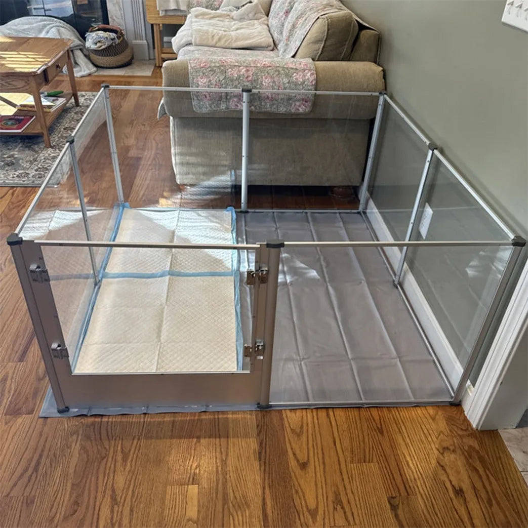 1Pc Large Acrylic Dog Playpen Cage Whelping Pen Box Indoor Enclosure Pet Clear Fence Puppy Playpen with Waterproof Fertility Pad