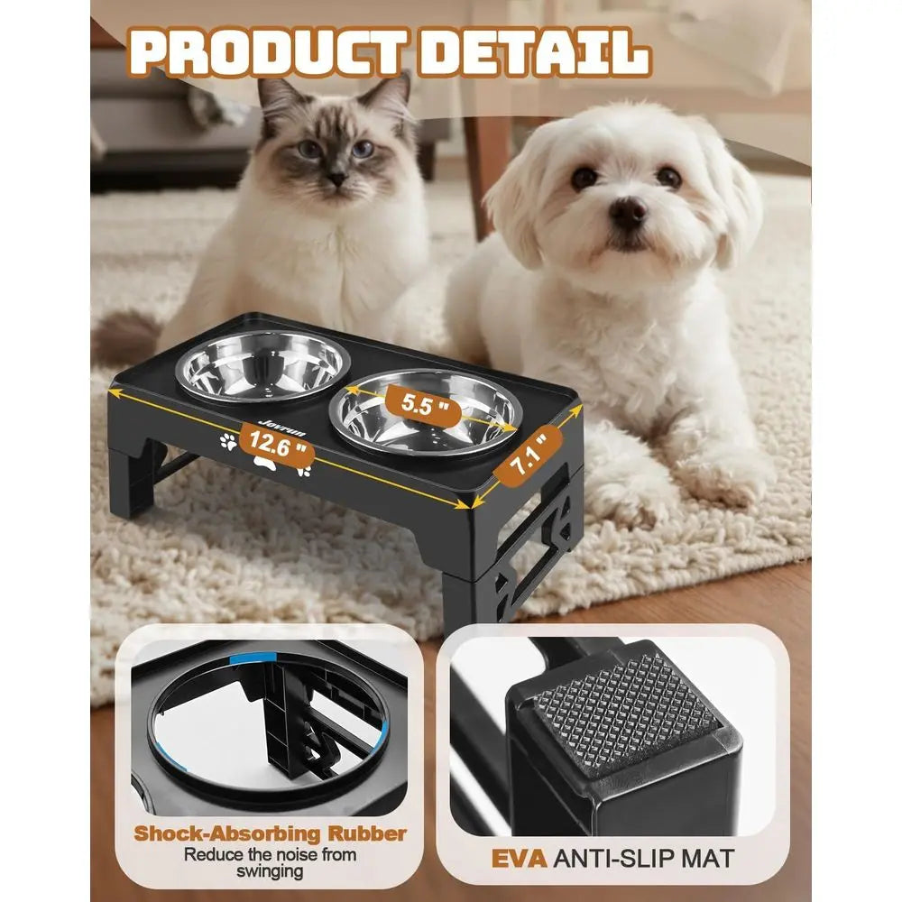 Elevated Dog Bowls for Small Dogs and Cats, Non-Slip Cat Bowls with 2 Thick 5.5 Stainless Steel Dishes, Adjustable Dog Feeder 2.