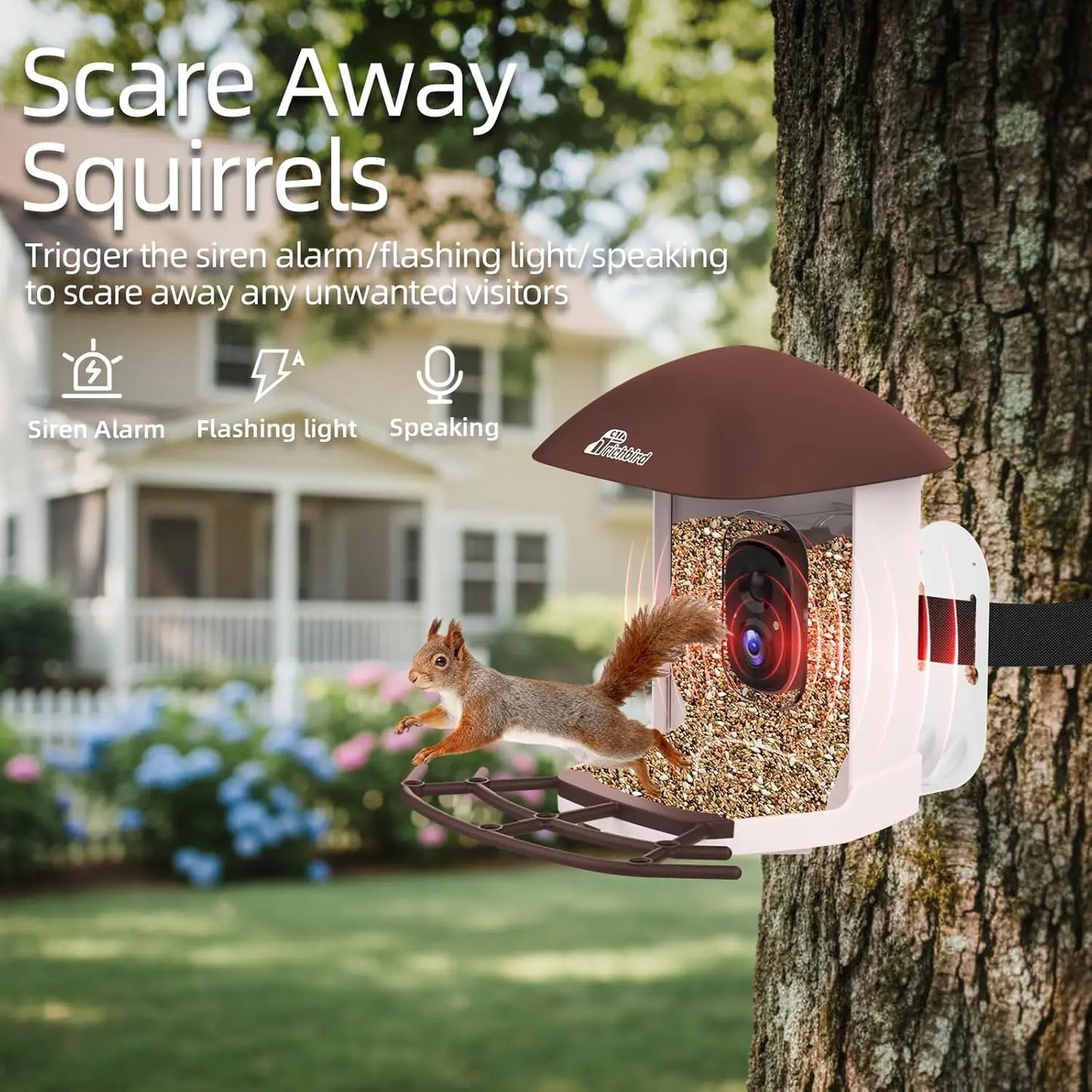 2.5K HD Solar Bird Feeder Camera, AI Bird Recognition, Auto Capture & Alerts, Brown