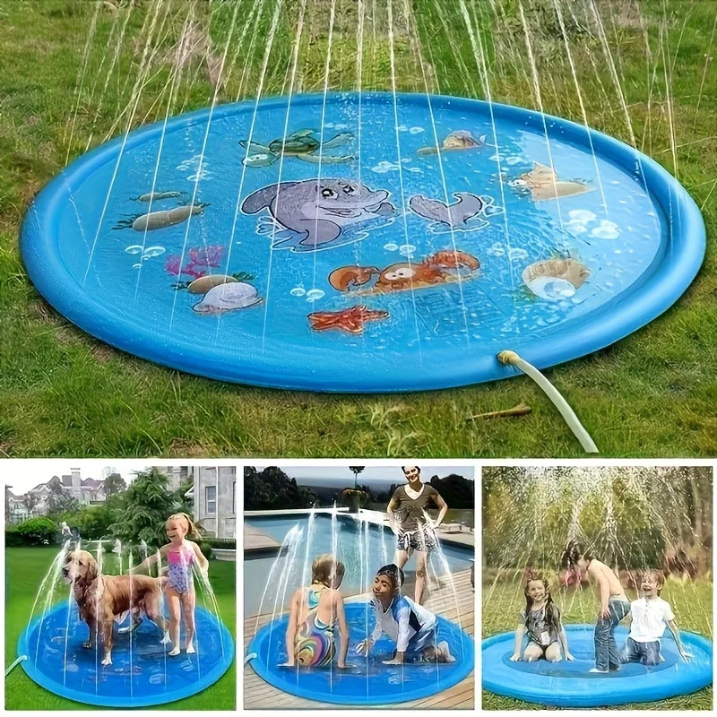 Heavy-duty Outdoor Pet Bath Basin with Water Spray Function - Anti-slip Dog Water Play Cooling, water spraying, and ice cooling