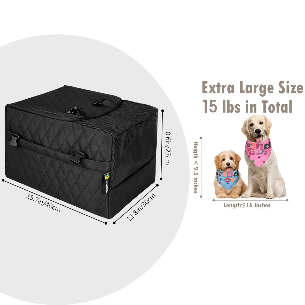 Dog Car Booster Seat & Travel Carrier, Oxford Breathable Foldable Soft Washable Pet Carrier with Safety Leash & Adjustable Straps, Elevated Pet Car Seat for Secure Travel, Comfortable Dog Car Seat for Small Dogs & Cats