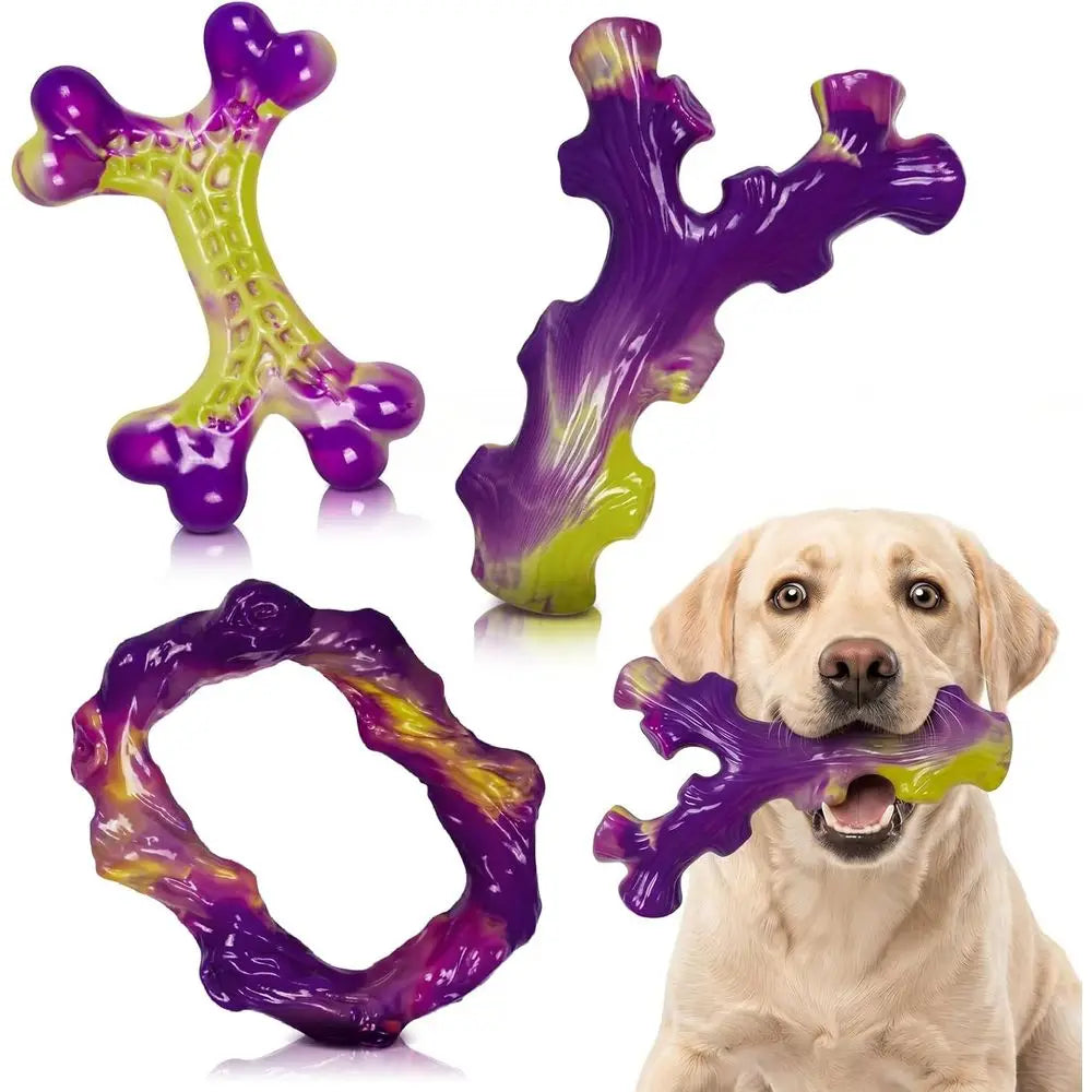 Tough Dog Toys or Aggrive Chewers 3 Pack, Indestructible Dog Toys for Large Dogs, Chew Toys to Keep Them Busy, Dog Toy for Mediu