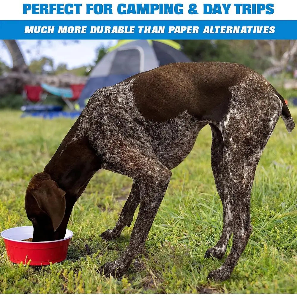Disposable Red Cup Style Pet Food Bowls - 50 Small Size Bowls for Cats and Dogs
