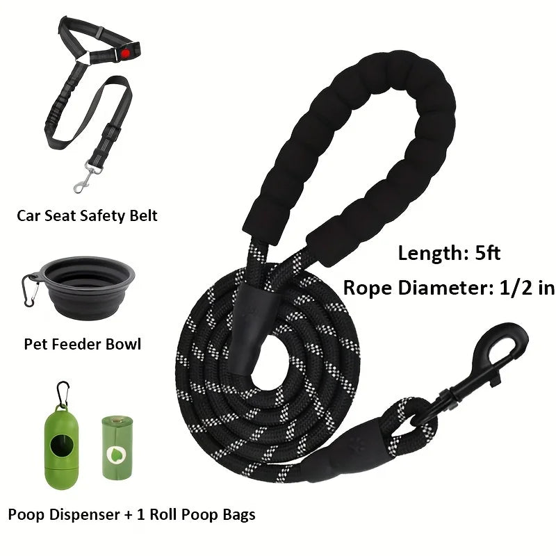 6in 1 No-Pull Dog Harness And Leash Set Adjustable Reflective No-Choke Pet Oxford Vest with 2 Leash Clips And Easy Control Handle for Small, Medium And Large Dogs