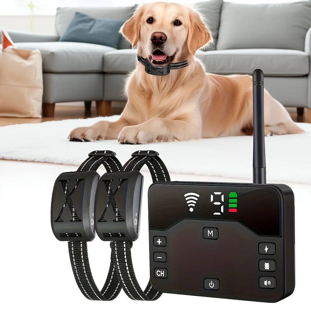 Newly Upgraded Wireless Dog Fence System, Large Capacity Battery, 9 Levels Adjustable Dog Electric Fence And Training Collar with Remote Control for Dog At The Same Time, Wireless Dog Boundary Containment System, Suitable for