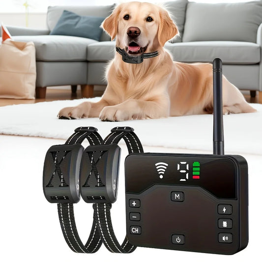 Newly Upgraded Wireless Dog Fence System, Large Capacity Battery, 9 Levels Adjustable Dog Electric Fence And Training Collar with Remote Control for Dog At The Same Time, Wireless Dog Boundary Containment System, Suitable for