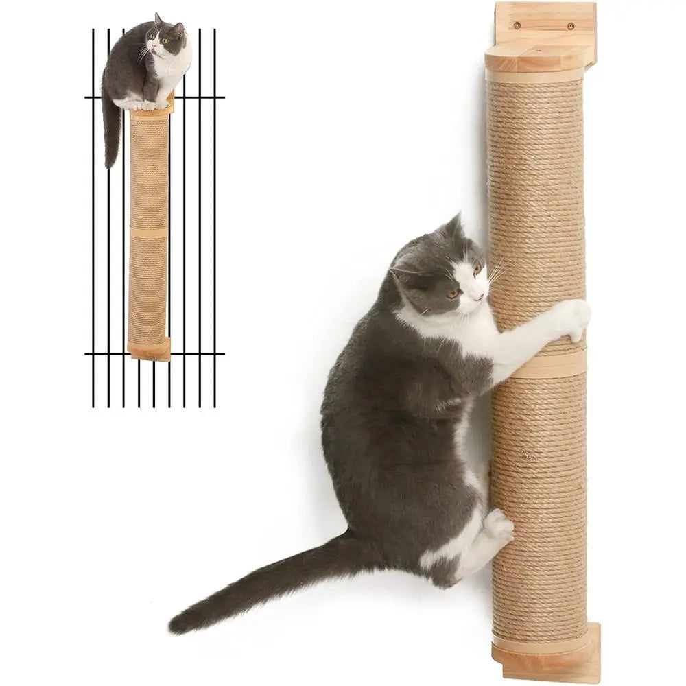Cat Scratching Post, 35 x 4.5 Inch | Wall Furniture, Rubber Wood Wall Mounted Kitten Scratcher Posts, Thicker Columns or Multi-f