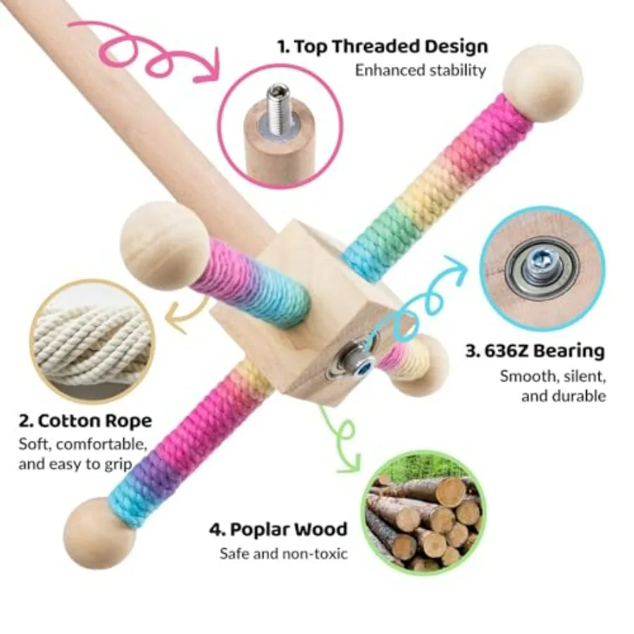 Hanging Bird Perch Toy With 360 Degree Free Spin Wooden