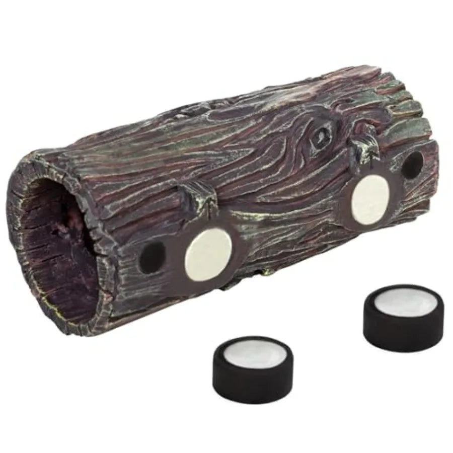 Magnetic Reptile Hide Cave Resin Hollow Tree Trunk Hideout, Gecko Hide with Strong Magnetic Climbing Toy Reptile Tank Accessori