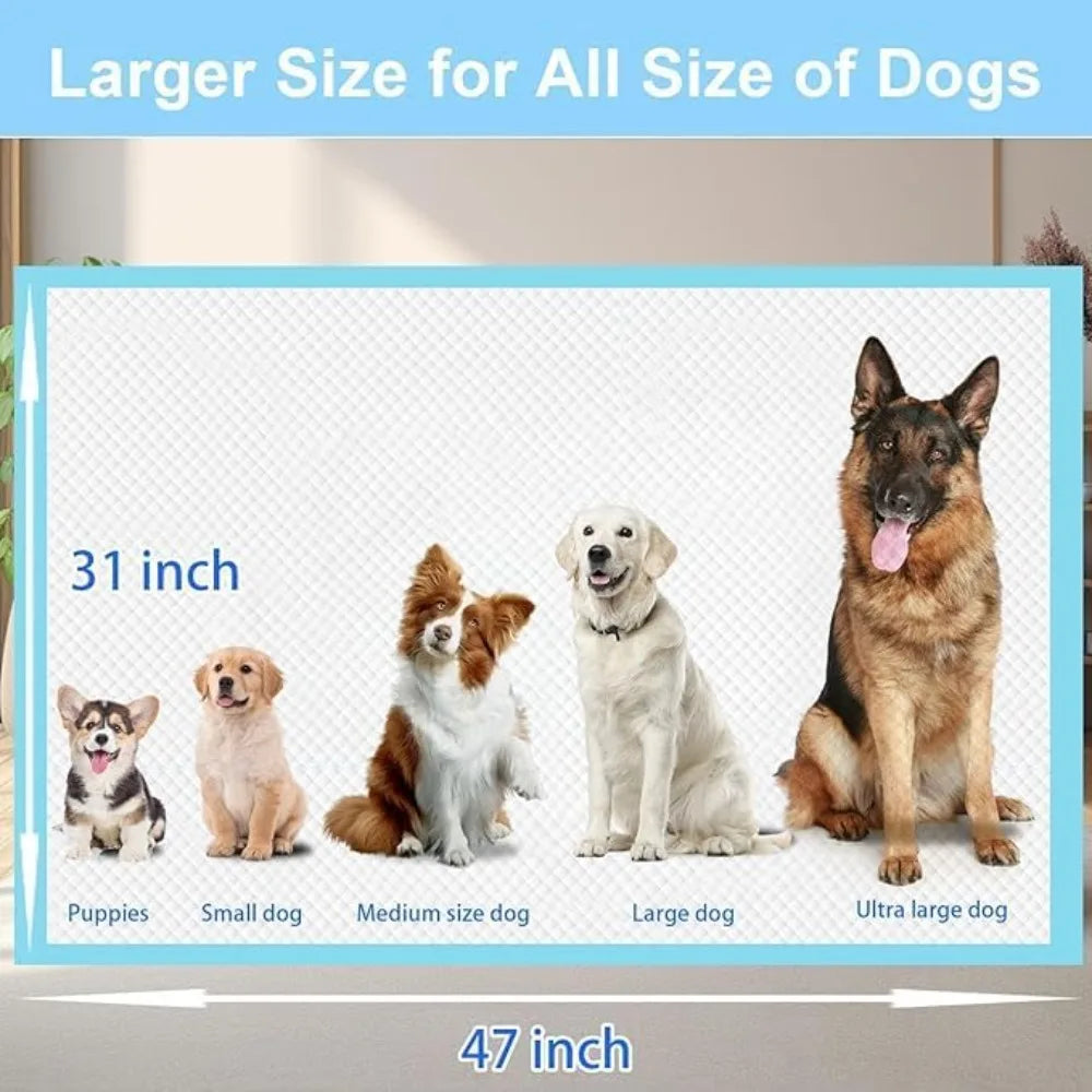 XXXXL Puppy Pee Pads 31'x47' 100 Count, Extra Large for Dogs, Leak-Proof & Super Absorbent, Thicken