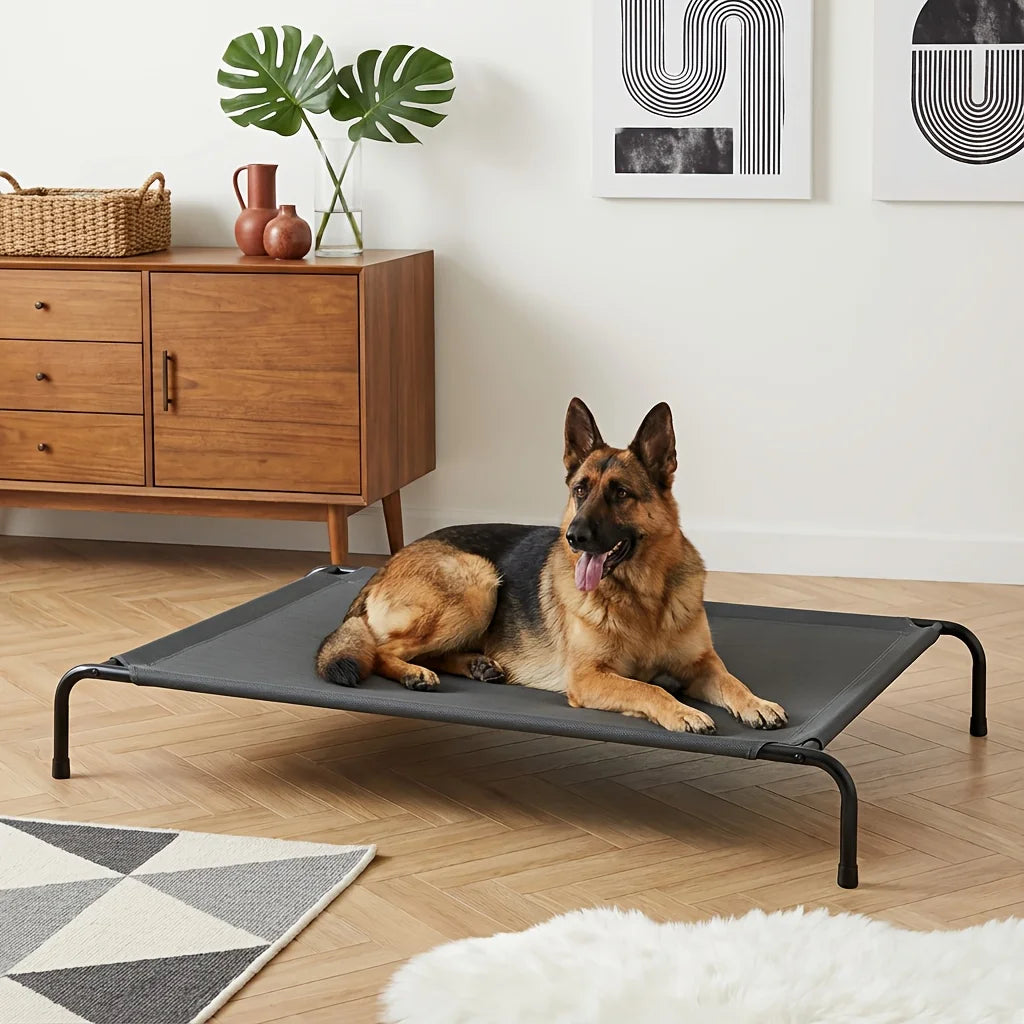 Cooling Elevated Dog Bed with Washable Breathable Mesh - Heavy-Duty Metal Frame, Portable Raised Dog Cot with No-Slip Feet - Indoor/Outdoor Bed for Large, Medium, Small Dogs - Easy Assembly And Space-Saving Design
