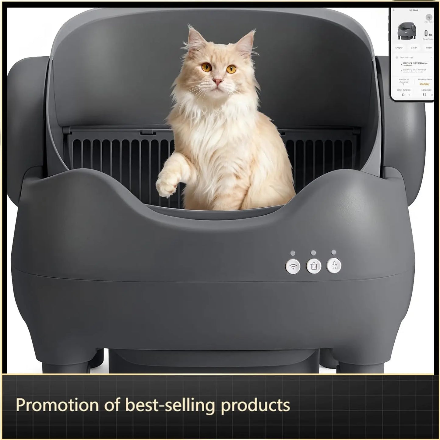 Self Cleaning Litter Box, Automatic Cat Litter Box with APP Control, Odor-Free Waste Disposal Includes Trash Bags, Large Waste