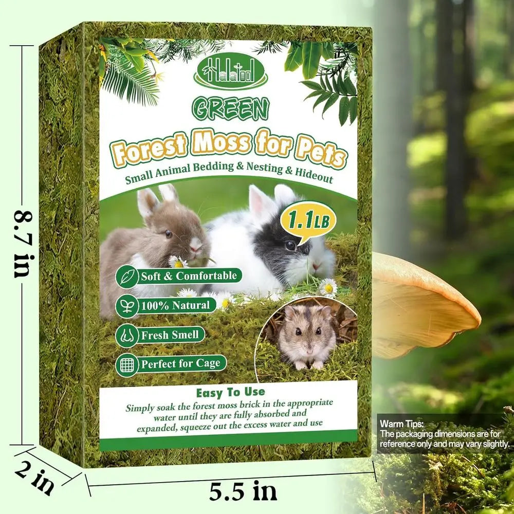 25QT Hamster Moss or Bedding Nesting Hideout, 100% Natural Moss for Rabbits, Squirrels, Hamsters, Guinea Pigs, Small Animals Cag