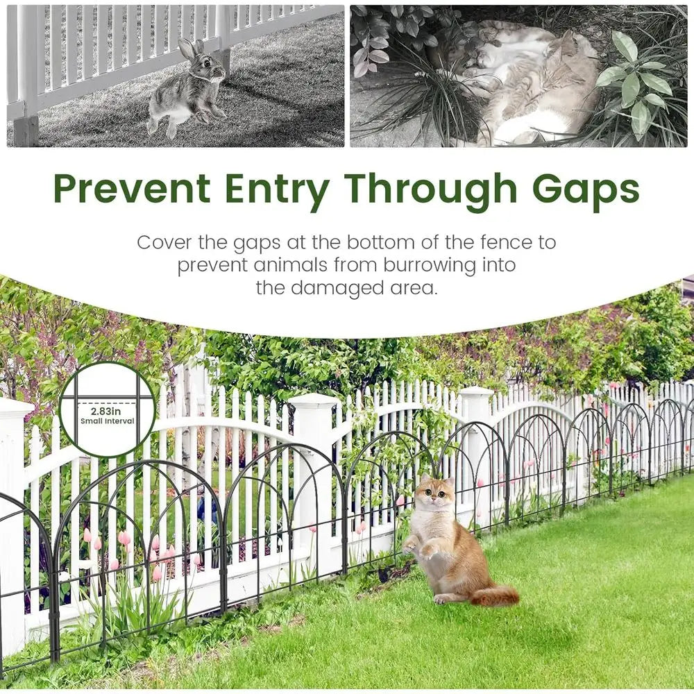 Arched Garden Fence, 16.5 in No Dig Black Metal Border | Recycled Material Certified to GRS; 6 Arched Panels Create Decorative B