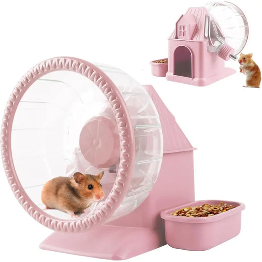 Silent Large Hamster Wheel Multifunctional Hamster Running Wheel Quiet Running Spinner Wheel Accessories with Food Bowl Water Bo