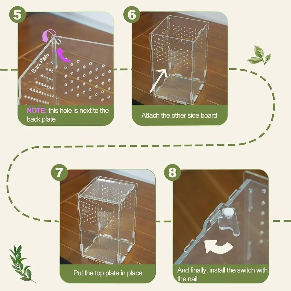 Compact Acrylic Terrarium - 4.7x4.7x7.8 inches, Clear Enclosure with Ventilation for Small Reptiles, Hermit Crabs, Geckos, Lizar