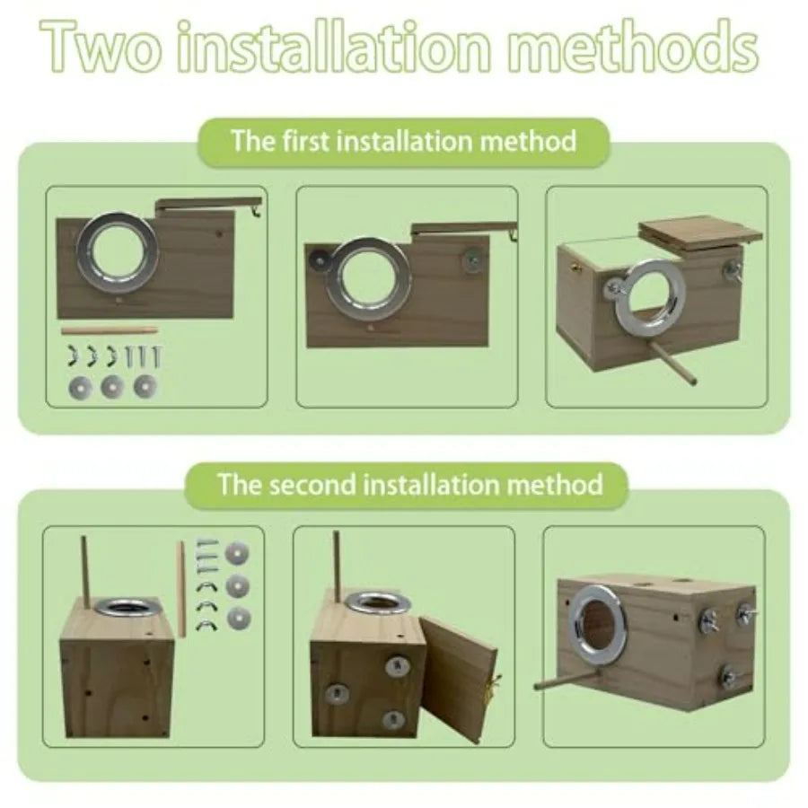 Parakeet Nesting Box, 7.87 X 4.72 X 4.72 inch Tranparent Bird Net Breeding Box with Perch Parrot ating Box Bird Houe Aviary for