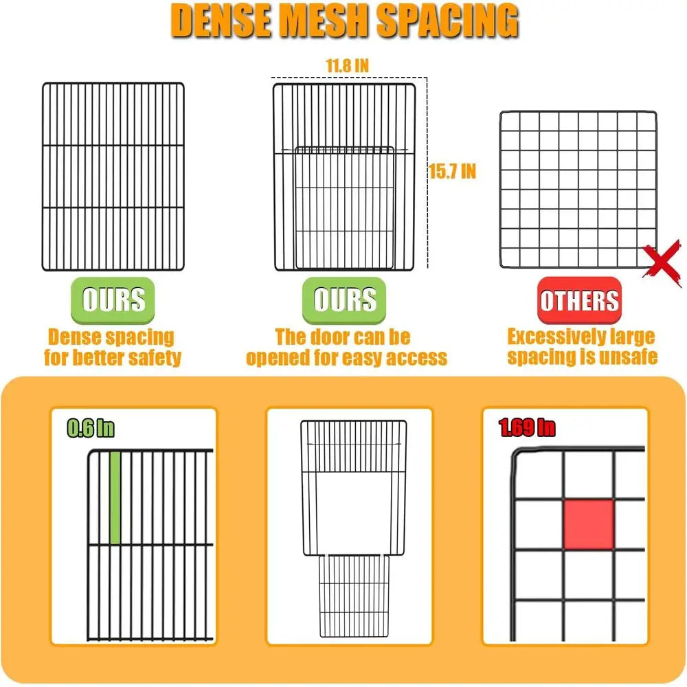 20-Plane Enclosed Guinea Pig Cage with Door & Waterproof Liner, Expandable for Small Animals, Metal Wire Rabbit Enclosure
