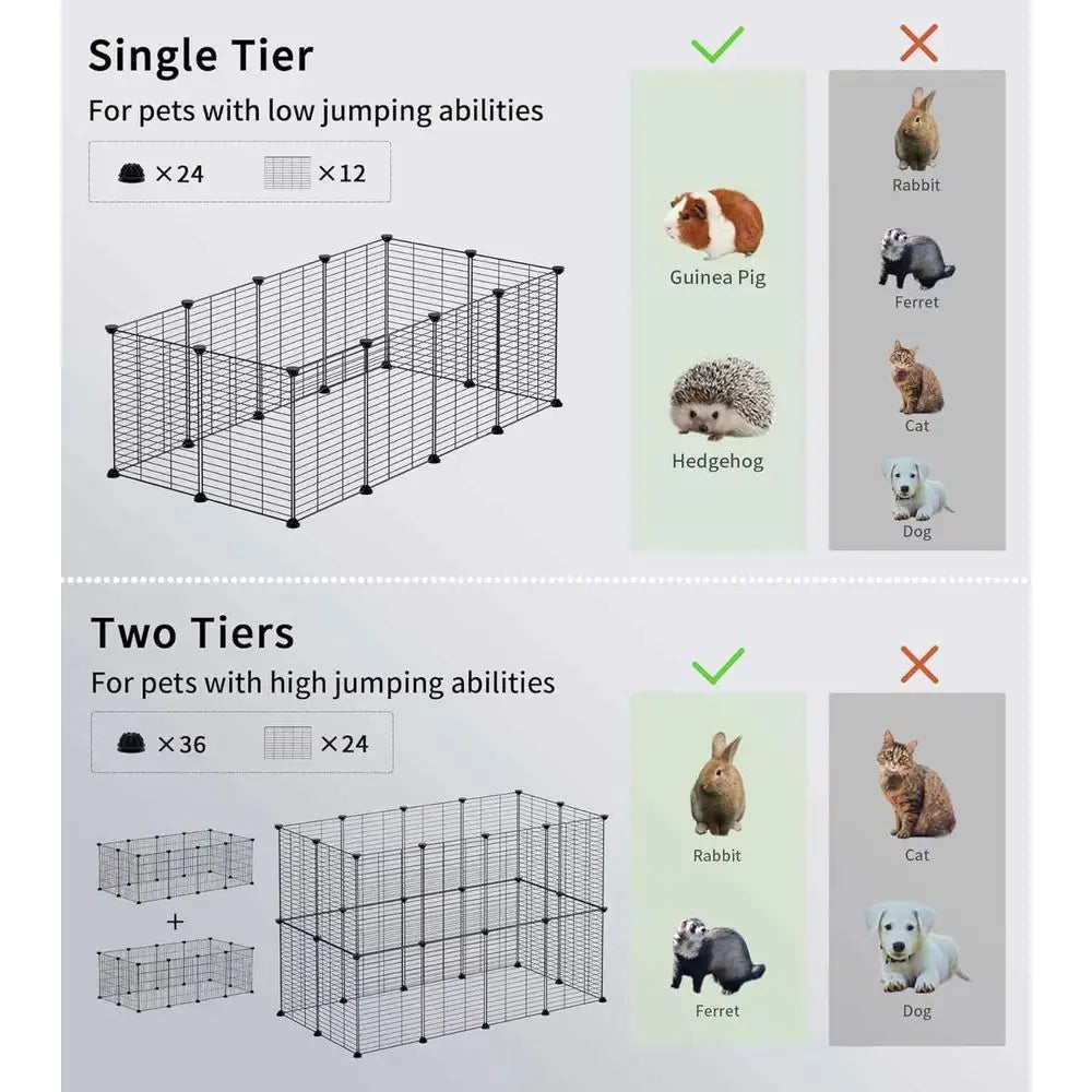 Compact 12 Panel Pet Playpen Indoor Metal Wire Fence Black