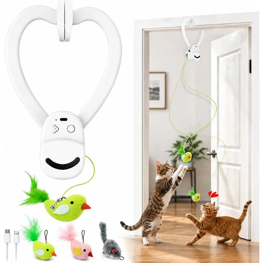 Interactive Cat Toys Indoor Cats: Automatic Lying Bird Wand Chase Exercise Enrichment Stimulation, USB Rechargeable Durable Safe