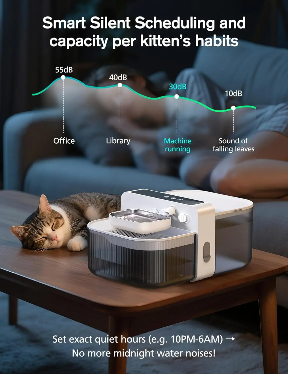 3.5L Wireless Pet Water Fountain, No Filters Needed, 180-Day Battery, Custom Flow & Schedule for Cats and Dogs