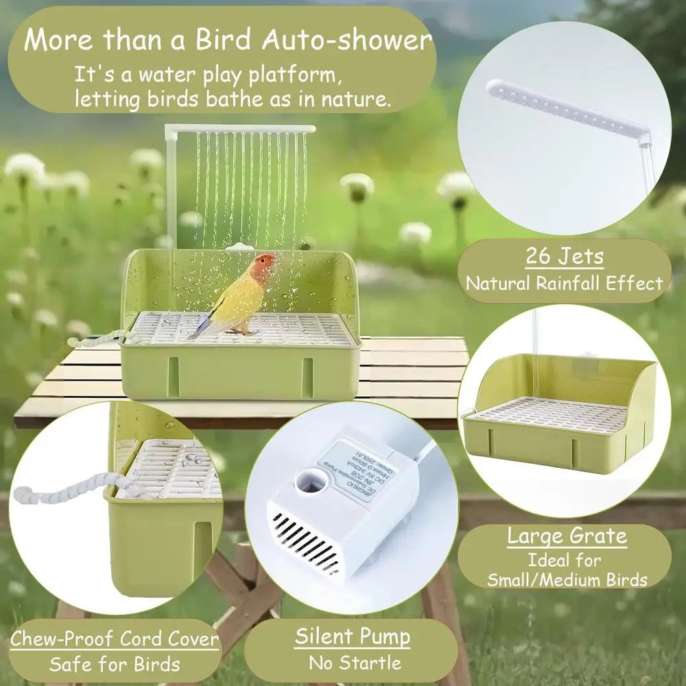 Automatic Parrot Shower Bath with Pump, Birds Shower Bathtub with Running Water, Birdcage, Medium Birds Parakeets, Cockatiels, C
