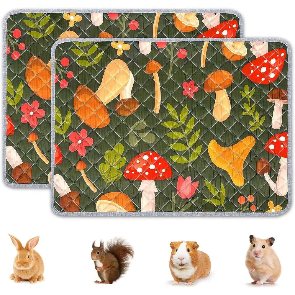 2 Pack Washable Guinea Pig Cage Liner Reusable Mat Waterproof Bedding, Super Absorbent Pee Pads for Small Animals, Hamster, Rabb