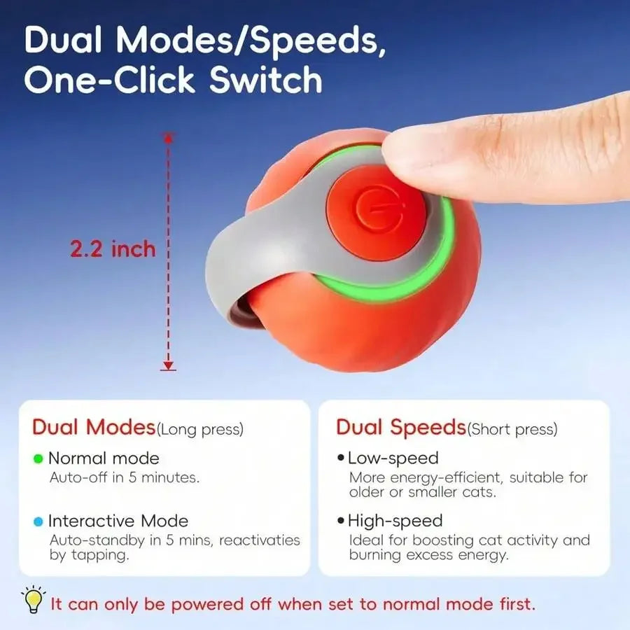 Interactive Rolling Ball Cat Toy With Feather Tail Rechargeable Smart Auto Motion For Indoor Cats