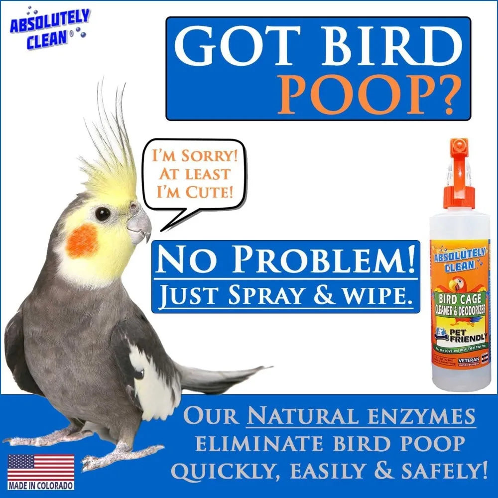 XIUWO Aviary Cage Cleaner Deodorizer Spray Wipe Mess Remover Fragrance Free