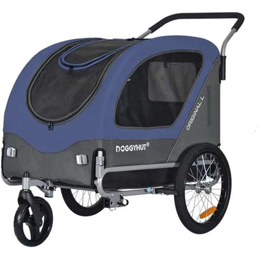 Original Large Pet Bike Trailer & Stroller 2-in-1,for Dogs up to 78 lbs,Parking Brakes,Easy Folding Cart Frame, Quick Release