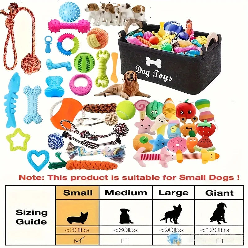 Pawsome Pals 6/12pcs Interactive Dog Toy Set - Durable Cartoon Pattern Fabric Chew Toys for All Breed Sizes - Teeth Cleaning & Training Play Set with Knot Toys, Squeakers & Balls, Without Battery