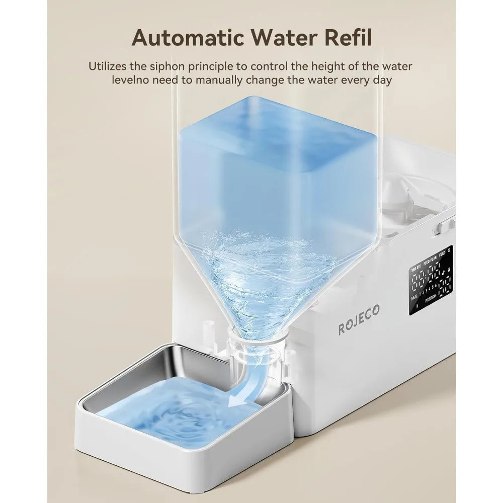 Automatic Pet Feeder & Water Dispenser Set, 5L Food + 3.5L Water, Large Capacity for Cats Dogs