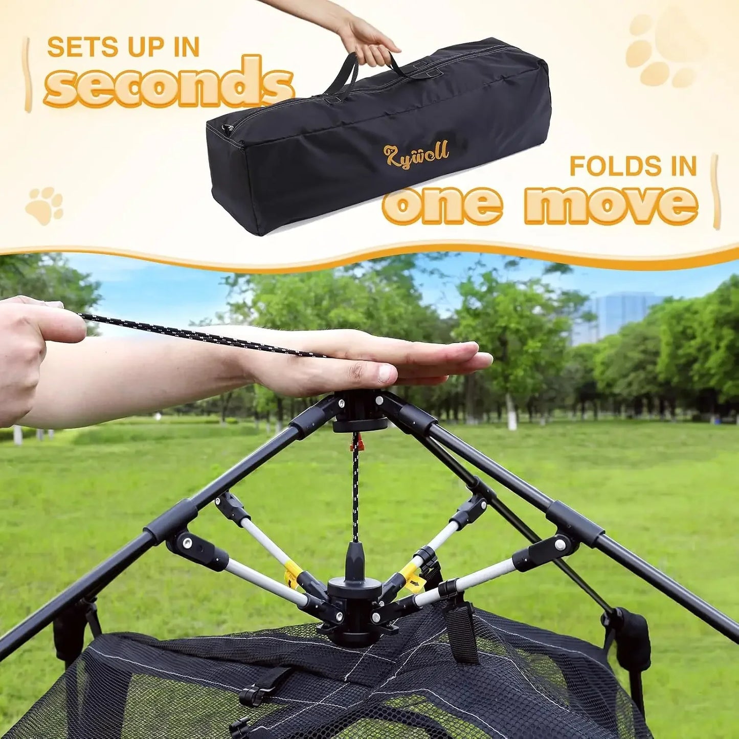 Extra Large Outdoor Cat Enclosure, 3-Tier Cat Tent with 5 Windows, Weatherproof & Sunproof, Foldable for Patio Camping Indoor with Carry Bag