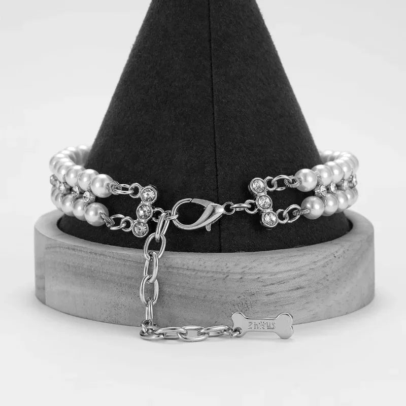 XLeiPetCN Luxury Pearl Necklace Collar For Cats And Small Dogs