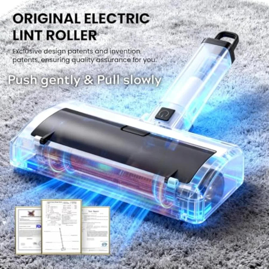 Electric Pet Hair Remover for Carpet and Couch 44 Inch Adjustable Handle Reusable Hair Removal Tool Black