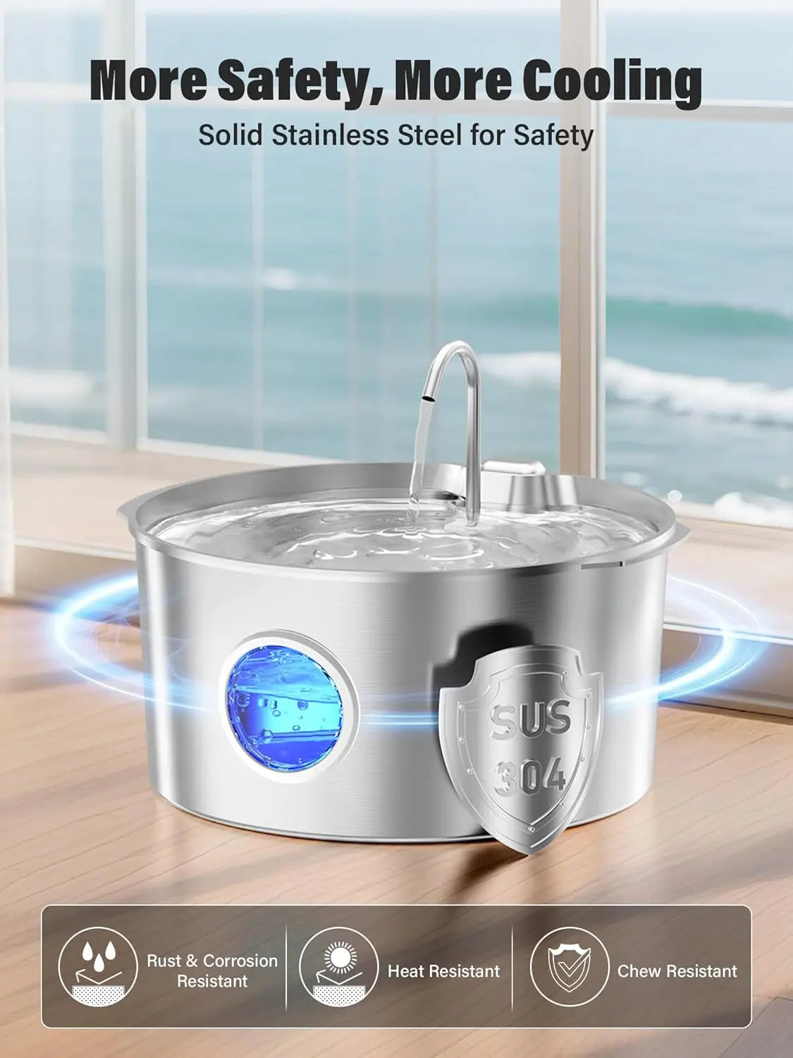 Large 3.4-Gallon Stainless Steel Pet Water Fountain with Quiet Pump for Multi-Dog Homes