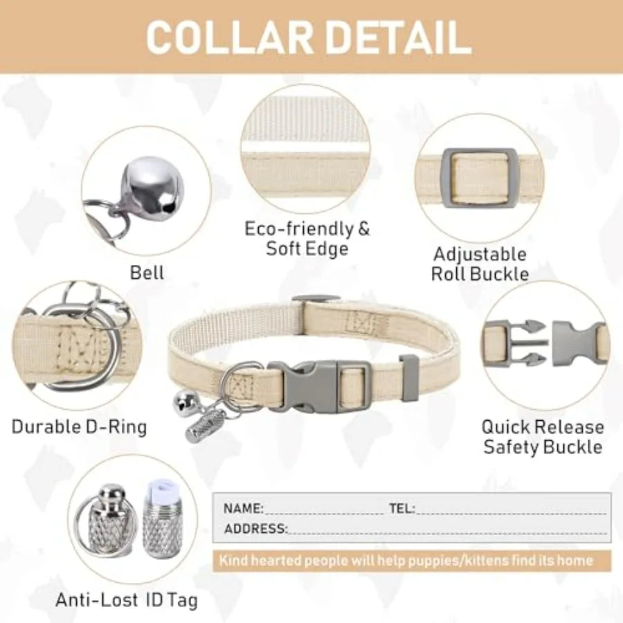 Pet Harness Collar and Leash Set, Step in No Chock No Pull Linen Fabric Soft Mesh Dog Vest Harnesses Reflective for Dogs Puppy