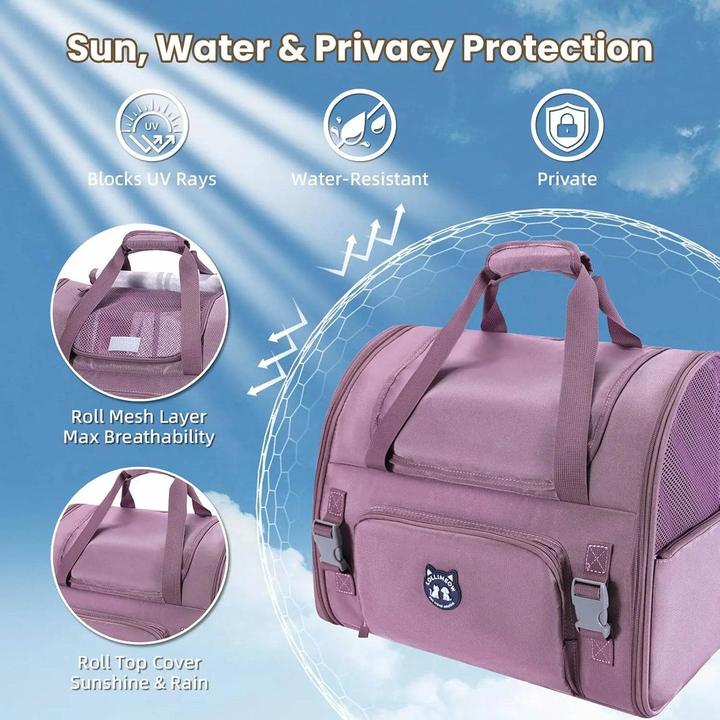 Expandable Cat Carrier Backpack for Large Cats - Airline Approved Pet Backpack for Travel, Hiking, Waterproof with Breathable Mesh, Up to 22lbs
