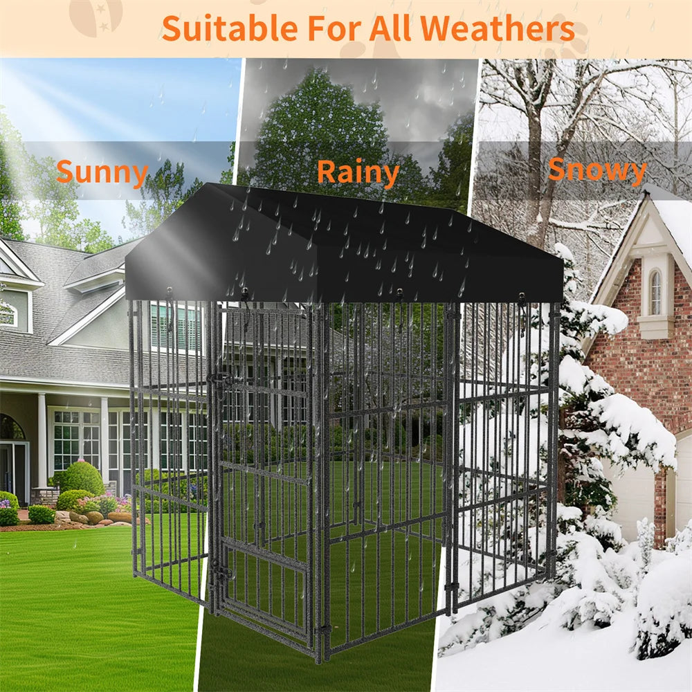 BORWART Heavy Duty Dog Kennel With Welded Metal Playpen Roof