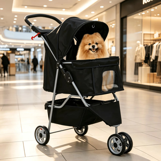DOPINMIN Dog Stroller, 3 Wheels Pet Cat Jogger Stroller, Folding Carrier Waterproof Puppy Stroller With Cup Holder & Removable Liner, Dog Strollers For Small Dogs, For Small And Medium Pets