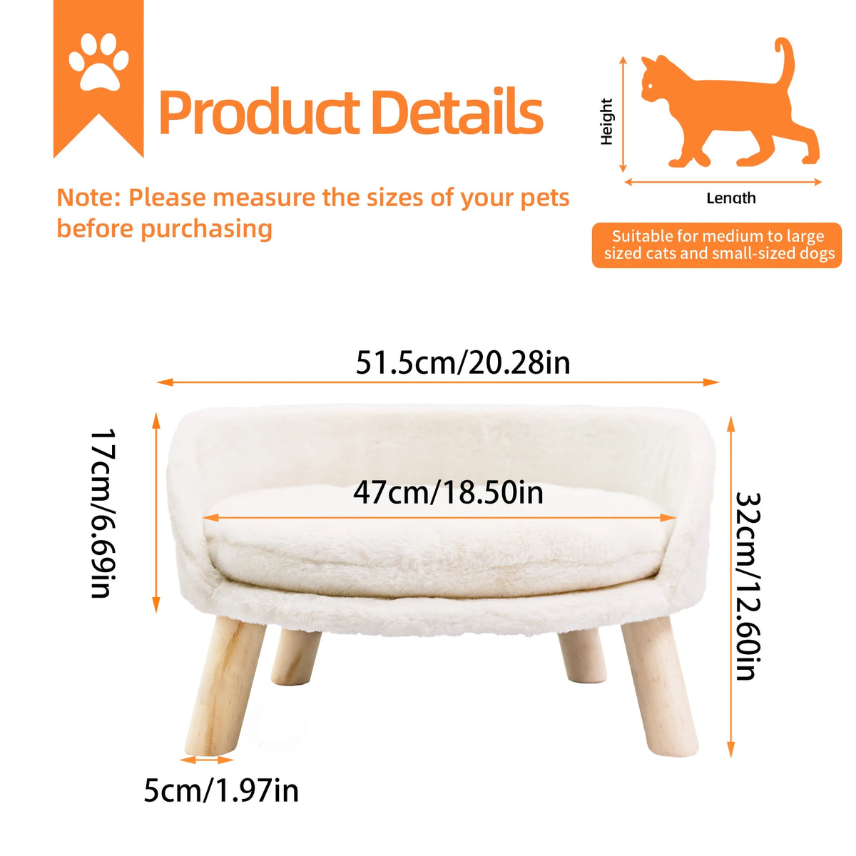 BORWART CN Ultra Soft Elevated Dog Cat Sofa Bed Lounger