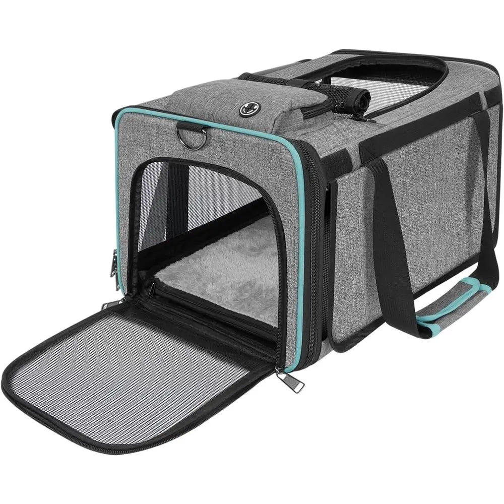 Cat Carrier American, United, Delta Airline Approved/Soft-Sided Pet Travel Bag for Medium Cat 15+ lbs Small Dog Traveling Crate