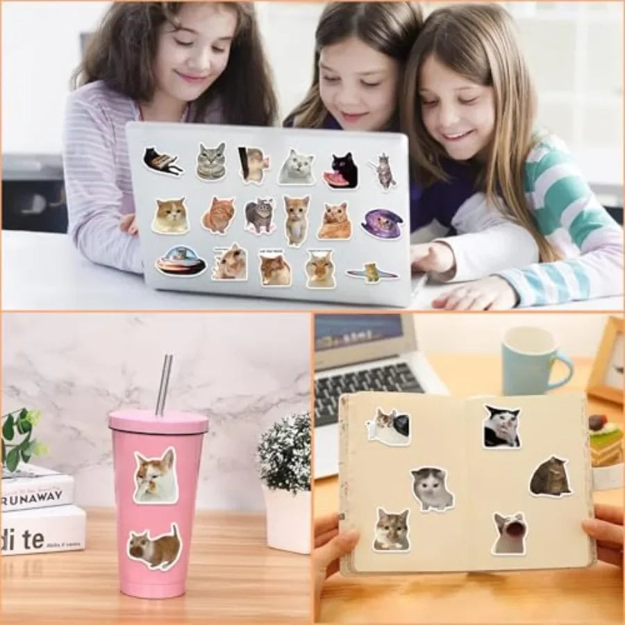 Journaling stickers for adults: kawaii funny waterproof vinyl stickers in pastel colors, 50 pcs for water bottles and laptops