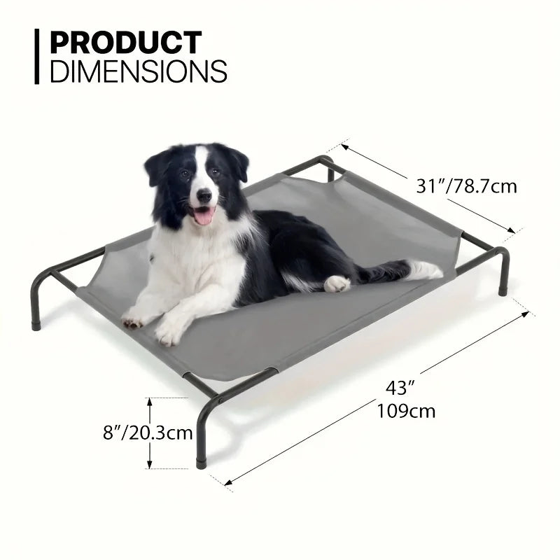 Cooling Elevated Dog Bed with Washable Breathable Mesh - Heavy-Duty Metal Frame, Portable Raised Dog Cot with No-Slip Feet - Indoor/Outdoor Bed for Large, Medium, Small Dogs - Easy Assembly And Space-Saving Design