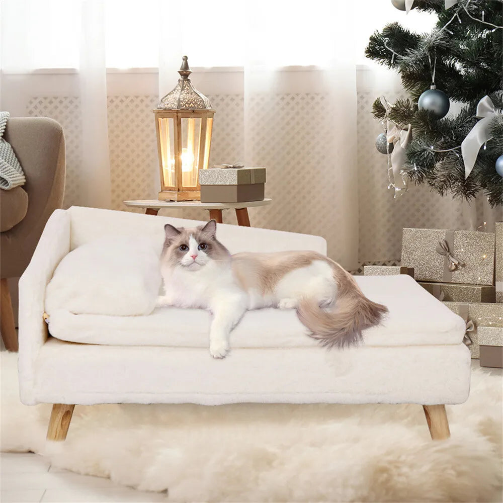 BORWART Luxury Elevated Dog Sofa Bed With Backrest Cushion