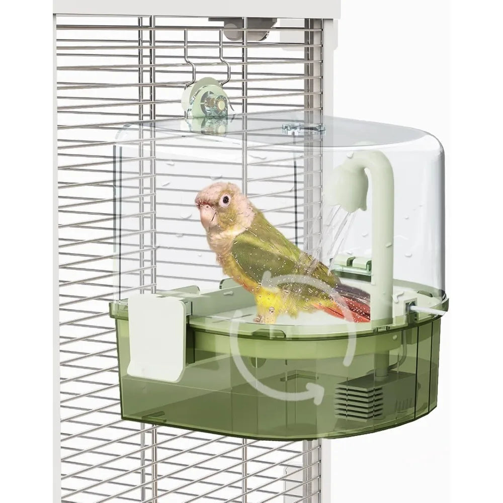 Indoor Automatic Bird Bath with Pump and Dual Mode Running Water for Parakeets Budgies Cockatiels